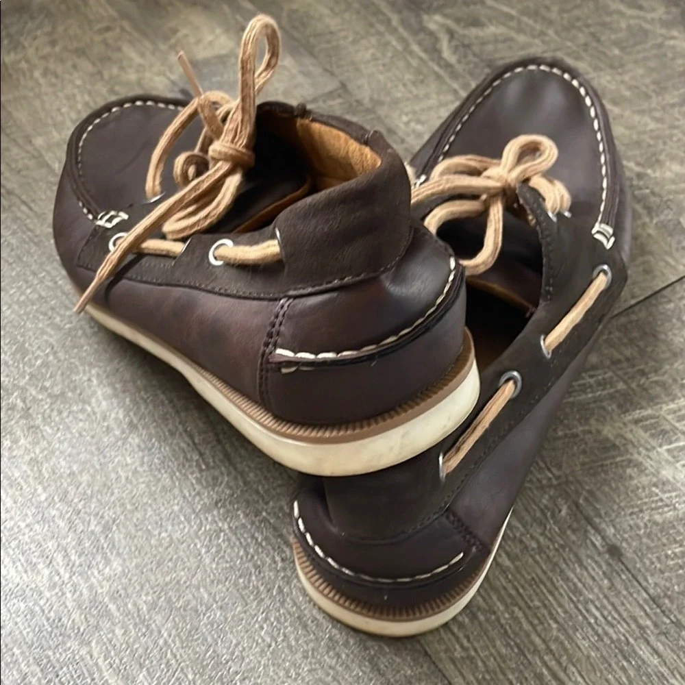 Goodfellow & Co Mens Brown Boat Shoes Faux‎ Leather Nautical Loafers Size 8